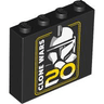 Brick 1 x 4 x 3 with Yellow '20' and White 'CLONE WARS' and Clone Trooper Helmet Pattern
