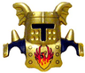 Duplo Wear Head Armor with Gold Face Shield and Gold Top and Gold Breastplate and Phoenix Pattern
