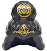 Minifigure, Hair Female Mid-Length Swept Back with Top Knot Bun with Gold Dragon and Monkie Kid Color Stone in Circle Pattern