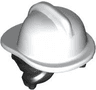 Minifigure, Hair Combo, Hair with Hat, Side Bangs and Bun with Molded White Fire Helmet Pattern