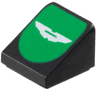 Slope 30 1 x 1 x 2/3 with White Aston Martin Logo on Green Background Pattern