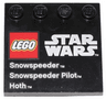 Tile, Modified 4 x 4 with Studs on Edge with LEGO Star Wars Logo, 'Snowspeeder', 'Snowspeeder Pilot', and 'Hoth' Pattern