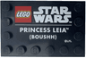 Tile, Modified 4 x 6 with Studs on Edges with LEGO Star Wars Logo and White 'PRINCESS LEIA (BOUSHH)' Pattern