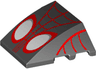 Wedge 4 x 3 Triple Curved No Studs with Red Eye Outlines and Red Spider Web Pattern