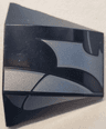 Wedge 4 x 3 Triple Curved No Studs with Silver Batman Logo and Armor Plates with Dark Bluish Outlines Pattern Model Right Side