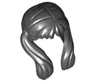 Minifigure, Hair Female Long with Bangs and Front Pigtails - Flexible Rubber