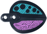 Plant Plate, Round 1 x 2 with Pointed Leaf with Dots and Lines on Dark Turquoise and Swirls on Dark Pink Background Pattern