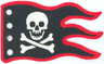 Cloth Flag 8 x 5 Wave with Red Border and White Skull and Crossbones Pattern