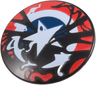Minifigure, Shield Circular / Round Convex Face with White Star on Dark Blue Circle with White and Red Rings, Symbiote Tendrils and Splatters Pattern (Venomized Captain America)