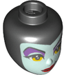Mini Doll, Head Friends with Lavender Eye Shadow, Bright Light Orange Eyes, Red Lips Smirk on Light Aqua Face Pattern
