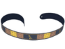 Cloth Guitar Strap with 2 Holes and Yellow 'Fender' Logos, Dark Tan and Yellow 2 x 2 Plates Pattern