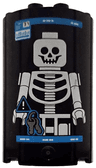 Cylinder Half 2 x 4 x 5 with 1 x 2 Cutout with Dark Azure Airport Body Scanner X-Ray, White Skeleton, Warning Triangle and Keys Pattern
