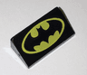 Slope 30 1 x 2 x 2/3 with Yellow Batman Logo Pattern (Head Facing Tall End of Slope)
