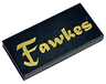 Tile 2 x 4 with Gold 'Fawkes' Pattern