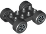 Duplo Car Base 2 x 4 with Black Tires and Silver Spinner Wheels Pattern (88760 / 88762c01pb05)