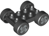 Duplo Car Base 2 x 4 with Black Tires and Silver 4 Spoke Spinner Wheels Pattern (88760 / 88762c01pb15)