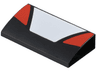Slope, Curved 2 x 4 x 2/3 with Bottom Tubes with White Trapezoid in Center and Red Triangular Panels on Sides Pattern