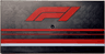 Tile 8 x 16 with Bottom Tubes, Textured Surface with Formula 1 Logo Stylized 'F1', Red and White Stripes Pattern