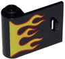 Door 1 x 3 x 2 Left - Open Between Top and Bottom Hinge with Red and Yellow Flames Pattern