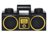 Minifigure, Utensil Radio Boom Box with Bar Handle with Gold Digital Music Player and Rimmed Speakers Pattern