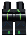 Hips and Legs with Bright Green, Lime and Dark Blue Lines Pattern