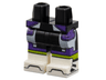 Hips and Legs with Molded White Lower Legs / Boots and Printed Dark Purple and White Trim on Shorts, Lime Stripes Pattern