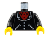 Torso Suit with White Lapels, Pockets, Buttons, Red Undershirt Pattern / Black Arms / Yellow Hands