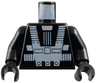 Torso Space White Harness and Chest Panel with Rivets Pattern (Blacktron I) / Black Arms / Black Hands