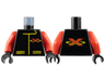 Torso Racing Suit with Red Letter X Extreme Team Logo and Yellow Lines Pattern / Red Arms / Black Hands