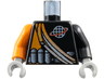 Torso Alpha Team Logo, Orange Stripe, Shoulder Ropes Pattern / Black Arm Left / Orange Arm Right / Light Gray Hands