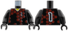 Torso Soccer Uniform Shirt with Dark Red Hexagons, Number 1, Yellow Neck Pattern / Black Arms / Black Hands