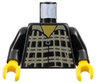 Torso Plaid Shirt with Dark Gray Lines and Silver Zipper, Yellow Neck Pattern / Black Arms / Yellow Hands