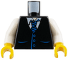 Torso Vest with Pockets and Buttons over White Shirt, Tie with Blue Stripes, Light Nougat Neck Pattern / White Arms / Yellow Hands