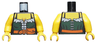 Torso Female Pirate Dark Green Corset with White Trim, Dark Orange Belt with Pouch, Yellow Chest Pattern / Yellow Arms / Yellow Hands