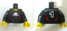 Torso Soccer Uniform Black Shirt with White Adidas Logo, Red Curved Lines and Number 1 on Back, Yellow Neck Pattern (Stickers) / Black Arms / Yellow Hands