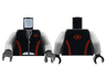Torso Leather Jacket with Zipper, Red Lines and Logo Pattern / Light Bluish Gray Arms / Black Hands