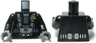Torso Space Light Bluish Gray Harness, Dark Bluish Gray Belt, Silver Buckles, Pin with Stylized Lime Capital Letter B (Blacktron II Logo) Pattern / Black Arms / Dark Bluish Gray Hands