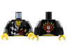 Torso World Racers - Checkered Pattern with Flames, Chest Hair on Front, Skull on Back / Black Arms / Yellow Hands