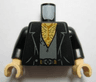 Torso Open Jacket over Open Shirt, Hairy Chest Pattern / Black Arms / Light Nougat Hands