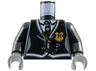 Torso Harry Potter Suit and Tie Women's with Hogwarts Shield Pattern / Black Arms / Dark Bluish Gray Hands
