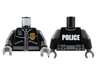 Torso Police Leather Jacket, Gold Badge, Radio, Belt with 'POLICE' Pattern on Back / Black Arms / Dark Bluish Gray Hands