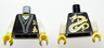 Torso Ninjago Gold Asian Characters Front and Dragon Back Pattern / White Arms / Yellow Hands
