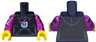 Torso Hooded Sweatshirt with Pocket, Drawstring and Minifigure Skull Pattern / Magenta Arms with Black Stripes / Yellow Hands
