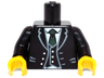 Torso Jacket and Vest with Buttons and White Shirt and Green Tie Pattern / Black Arms / Yellow Hands