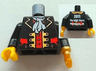 Torso Pirate Captain Jacket Open with Gold Trim and Red Pockets over Red Shirt, White Ascot, 2011 The LEGO Store Pleasanton, CA Back Pattern / Black Arms / Pearl Gold Hook Left / Yellow Hand Right