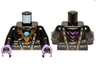 Torso Armor with Dark Bluish Gray Belts, Gold Raven Pendant and Dark Azure Round Jewel (Chi) Pattern / Black Arms / Dark Purple Hands