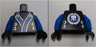 Torso Ninjago Robe with Blue and Silver Sash Pattern / Blue Arms / Black Hands