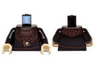 Torso LotR Ruffled Shirt with Fur Collar and Gold Medallion Pattern (Grima) / Black Arms / Tan Hands