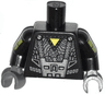 Torso Robot with Yellow Triangle and Cog Wheels Pattern / Black Evil Mech Arms / Dark Bluish Gray Hands