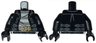 Torso Leather Jacket Open with Straps over Shirt with Dark Bluish Gray and Light Bluish Gray Stripes, Dark Tan Belt with Silver Buckle Pattern / Black Arms / Black Hands